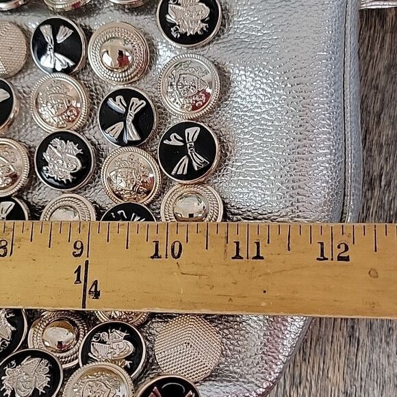 Unbranded silver metallic button studded drawstring shoulder bag - Picture 11 of 15